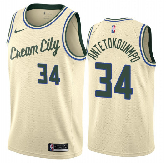 Men's Milwaukee Bucks #34 Giannis Antetokounmpo City Edition NBA Stitched Jersey